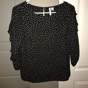 LC Lauren Conrad Black Blouse w Pink Floral Print